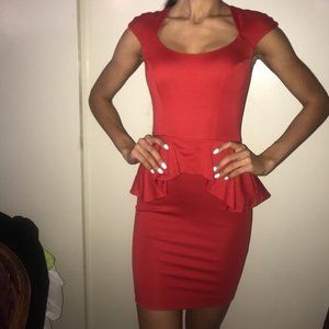 Red peplum bebe dress